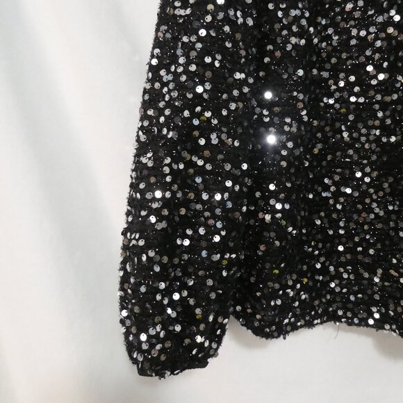 SHEIN - Curve | 1XL | Sparkling Lined Black Sequin Long Sleeve Top - Picture 6 of 14